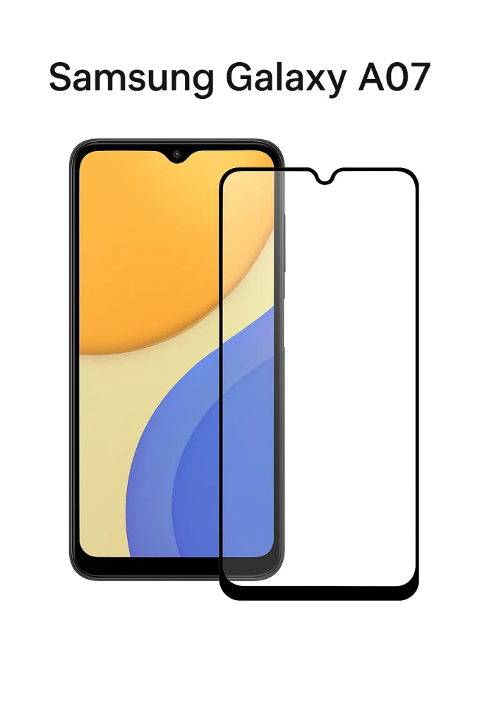 خرید محافظ صفحه شیشه‌ای تمام صفحه ضد ضربه سامسونگ Galaxy A07 | گلس مقاوم و شفاف